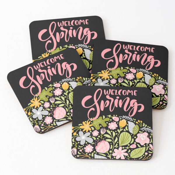 Item preview, Welcome Spring Greeting Card with Pink Hand Lettering and Floral Botanical Arrangement designed and sold by FestivityFinds.