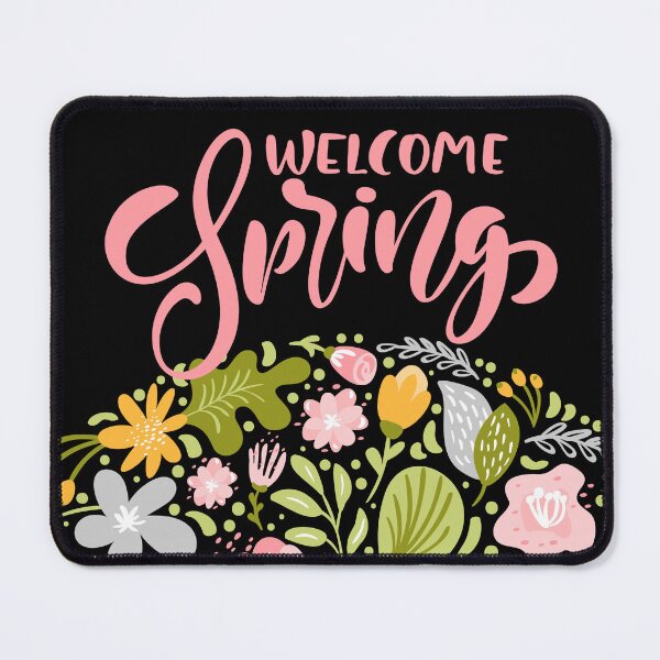 Item preview, Welcome Spring Greeting Card with Pink Hand Lettering and Floral Botanical Arrangement designed and sold by FestivityFinds.