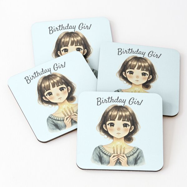 Item preview, Birthday Girl Candlelight - Cute Watercolor Portrait designed and sold by PriyaMagic.