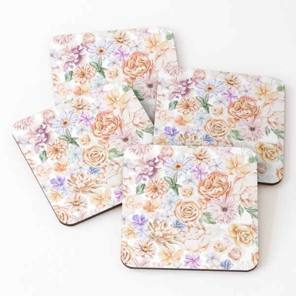 Item preview, Vintage Watercolor Rose & Peony Duvet Cover - Muted Peach Floral Bedding designed and sold by FestivityFinds.