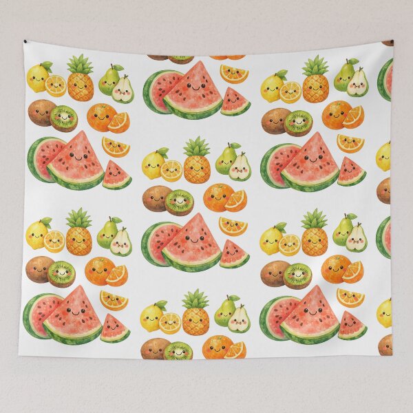 Item preview, Cute Smiling Fruits Watercolor Pattern Design designed and sold by Art Shadow.