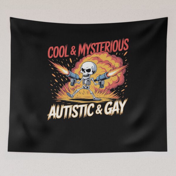 Item preview, Autistic and Gay Skeleton Funny Autism Explosion Meme designed and sold by Dressed For  Duty.
