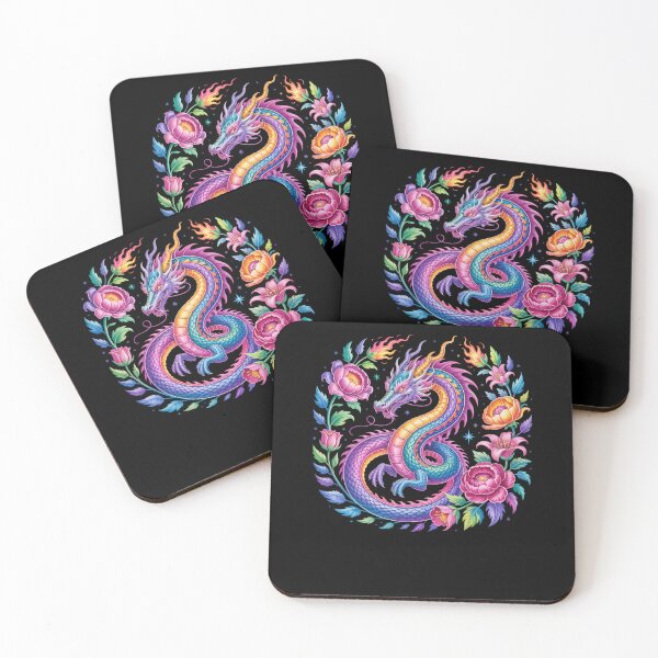Item preview, Watercolor Dragon Flowers Beautiful Art Colorful Graphic designed and sold by Dressed For  Duty.