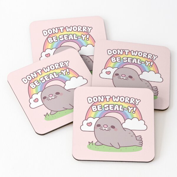 Item preview, Don't Worry Be Seal-y Cute Chonky Seal and Rainbow designed and sold by rustydoodle.