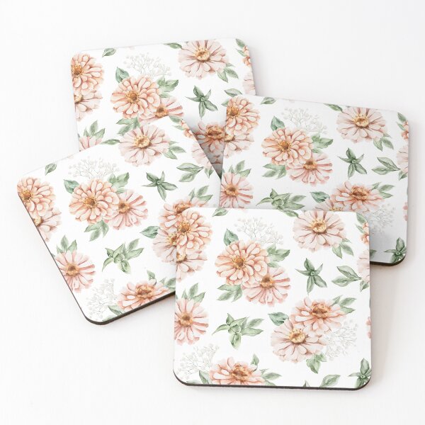 Item preview, Boho Peach Zinnia & Sage Green Floral Watercolor Throw Pillow designed and sold by FestivityFinds.