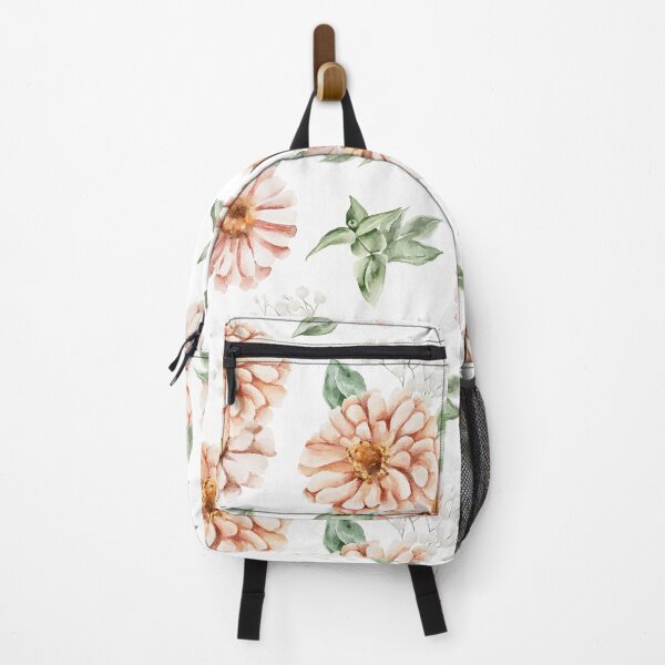 Item preview, Boho Peach Zinnia & Sage Green Floral Watercolor Throw Pillow designed and sold by FestivityFinds.
