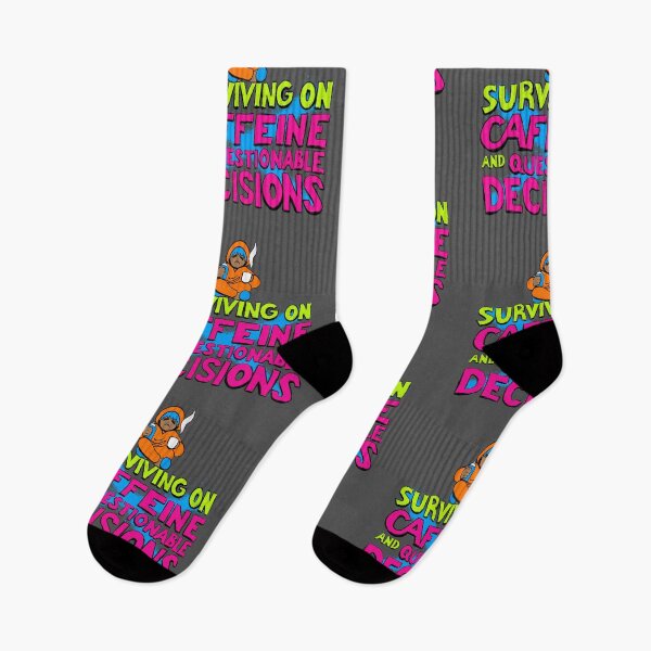 Item preview, Surviving on Caffeine and Questionable Decisions Cartoon Humor designed and sold by RipeRambutanArt.