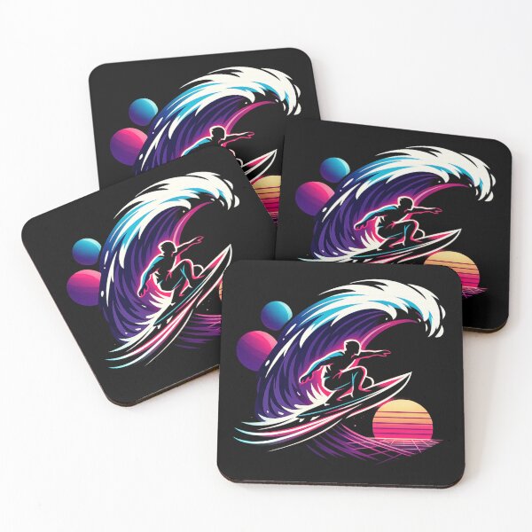 Item preview, Neon Surfer Wave Vaporwave Retro Sunset Aesthetic Surfing Design designed and sold by JonelCrafts.