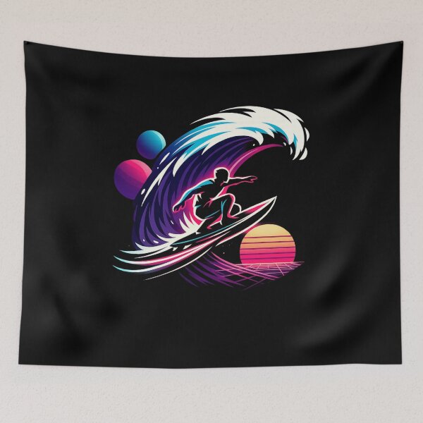 Item preview, Neon Surfer Wave Vaporwave Retro Sunset Aesthetic Surfing Design designed and sold by JonelCrafts.