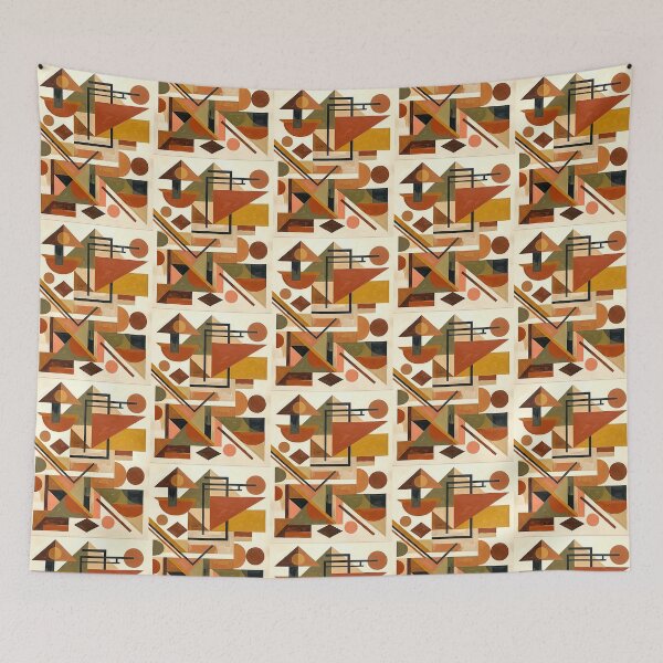 Item preview, Geometric Shapes in Earth Tones – Retro Modern Art - Mid-Century Modern Abstract Painting Shapes designed and sold by CattlettArt.