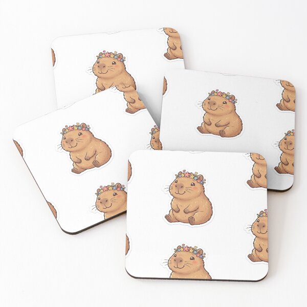 Item preview, Cute Capybara with Kawaii Flower Crown designed and sold by Purpleclomb.