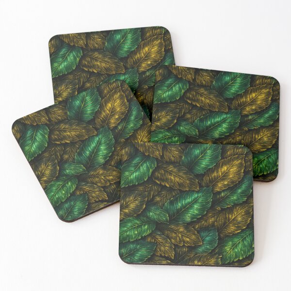 Item preview, Emerald Leaf Pattern – Golden Jungle Texture designed and sold by KI-Kunstwerk.