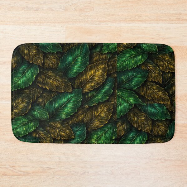 Item preview, Emerald Leaf Pattern – Golden Jungle Texture designed and sold by KI-Kunstwerk.
