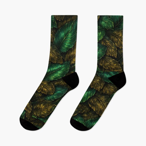 Item preview, Emerald Leaf Pattern – Golden Jungle Texture designed and sold by KI-Kunstwerk.
