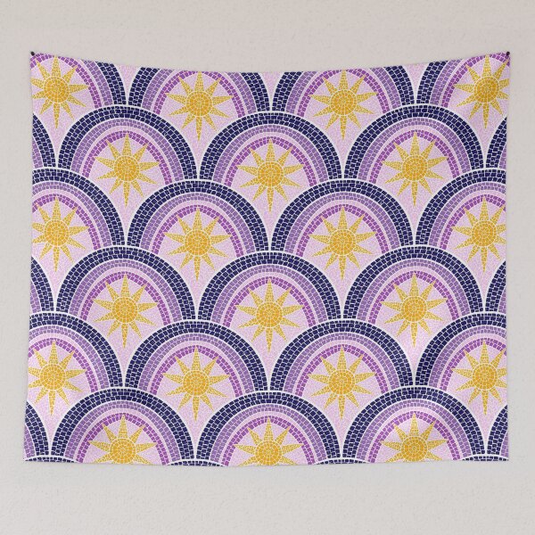 Item preview, Patrón de mosaico de rayos de sol bohemios en morado y amarillo designed and sold by Home Cyn Home.