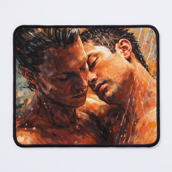 Item preview, Hudson Williams and Connor Story from Heated Rivalry kissing in the shower (fan art) designed and sold by PopCultureAndStuff.