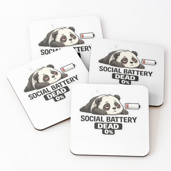Item preview, Social Battery Dead Panda Sticker | Introvert Mood Funny Design designed and sold by TheLazyVibe.