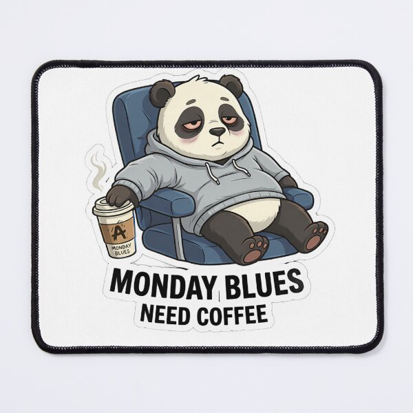 Item preview, Monday Blues Panda Sticker | Cute Lazy Mood Design designed and sold by TheLazyVibe.