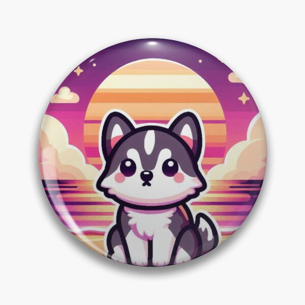 Item preview, Cute Husky at Sunset Beach-Kawaii Retro Aesthetic Dog designed and sold by carestazafeli.