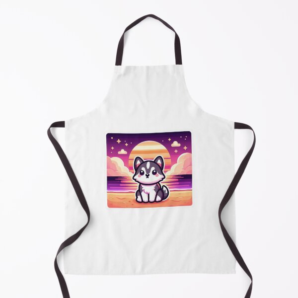 Item preview, Cute Husky at Sunset Beach-Kawaii Retro Aesthetic Dog designed and sold by carestazafeli.