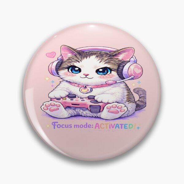 Item preview, Focus Mode Activated Gamer Cat PNG – Cute Pixel Kitty with Controller & Toe Beans designed and sold by DarlingCharlene.