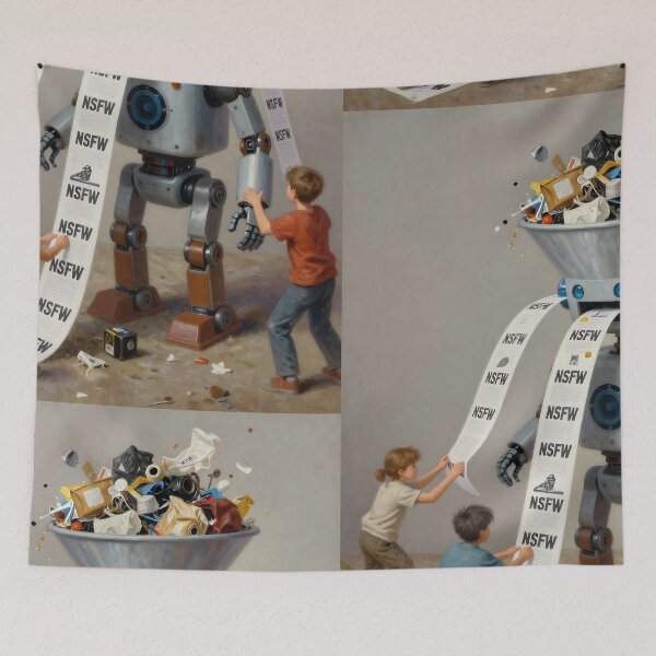 Item preview, Surreal Robot Printing NSFW – Satirical Tech Art designed and sold by ShaDeS-AI-Art.