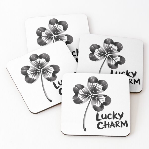 Item preview, Minimalist Sumi-e Four Leaf Clover with Heart Leaf designed and sold by Bloomkept.