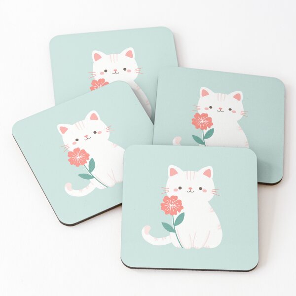 Item preview, Cute Kitten with Flowers – Adorable Floral Cat Illustration designed and sold by BobaBunny76.