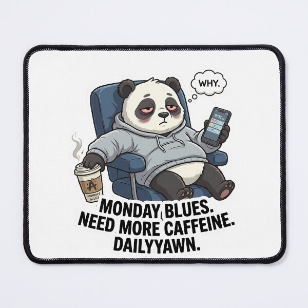 Item preview, Monday Blues Panda - Need More Caffeine designed and sold by TheLazyVibe.