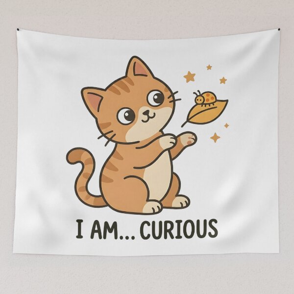 Item preview, Curious Cat I Am Curious Kids T-Shirt – Cute Cartoon Cat designed and sold by DIRTYSKETCHH.