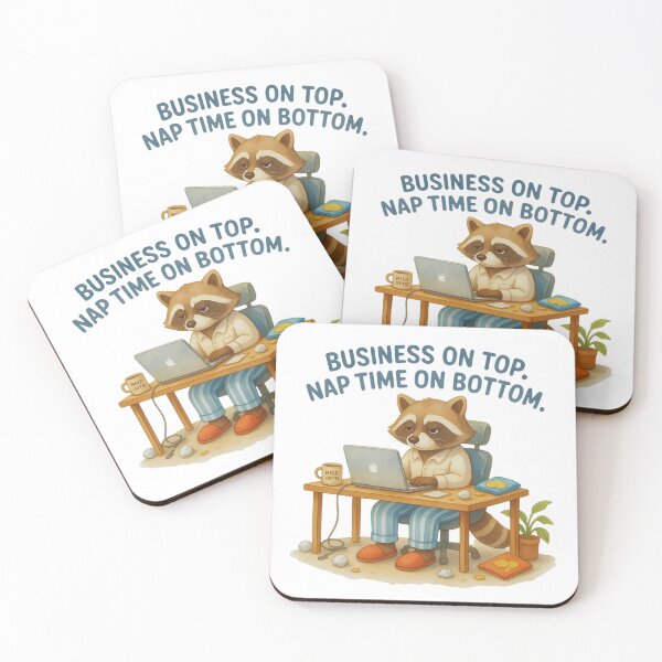 Item preview, [Watercolor Painting] Work From Home Raccoon - Business on Top, Nap Time on Bottom designed and sold by TheLazyVibe.