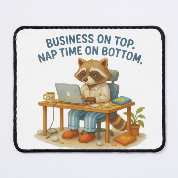 Item preview, [Watercolor Painting] Work From Home Raccoon - Business on Top, Nap Time on Bottom designed and sold by TheLazyVibe.