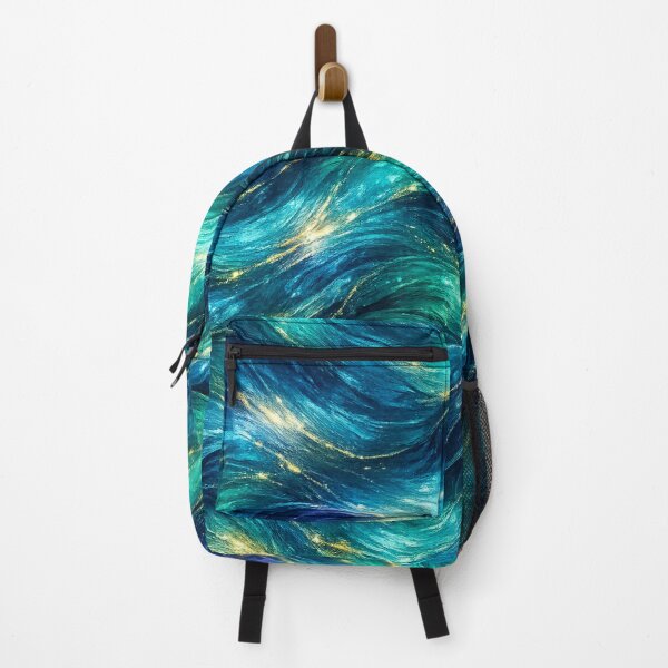 Item preview, Magical Ocean Waves – Abstract Teal & Gold Pattern designed and sold by KI-Kunstwerk.