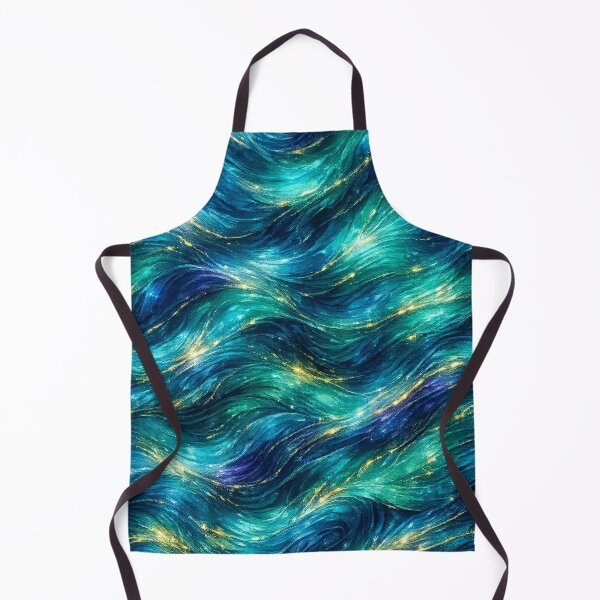 Item preview, Magical Ocean Waves – Abstract Teal & Gold Pattern designed and sold by KI-Kunstwerk.