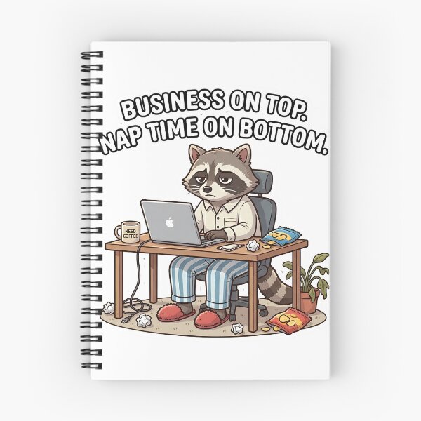 Item preview, Work From Home Raccoon - Business on Top, Nap Time on Bottom designed and sold by TheLazyVibe.