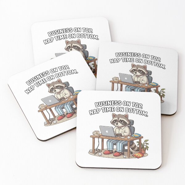Item preview, Work From Home Raccoon - Business on Top, Nap Time on Bottom designed and sold by TheLazyVibe.