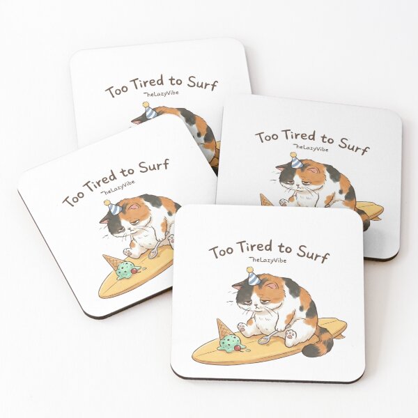 Item preview, Lazy Surf Cat - Too Tired to Surf (Color) designed and sold by TheLazyVibe.