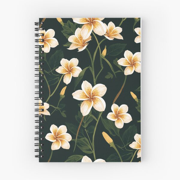 Item preview, Plumeria Flower Design And Leaves On Dark Background designed and sold by burbankdesigns.