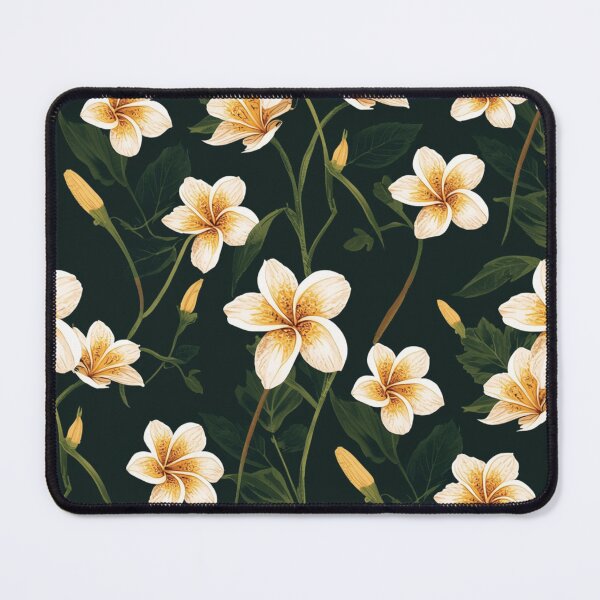 Item preview, Plumeria Flower Design And Leaves On Dark Background designed and sold by burbankdesigns.