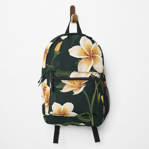 Item preview, Plumeria Flower Design And Leaves On Dark Background designed and sold by burbankdesigns.