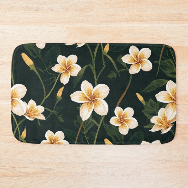 Item preview, Plumeria Flower Design And Leaves On Dark Background designed and sold by burbankdesigns.