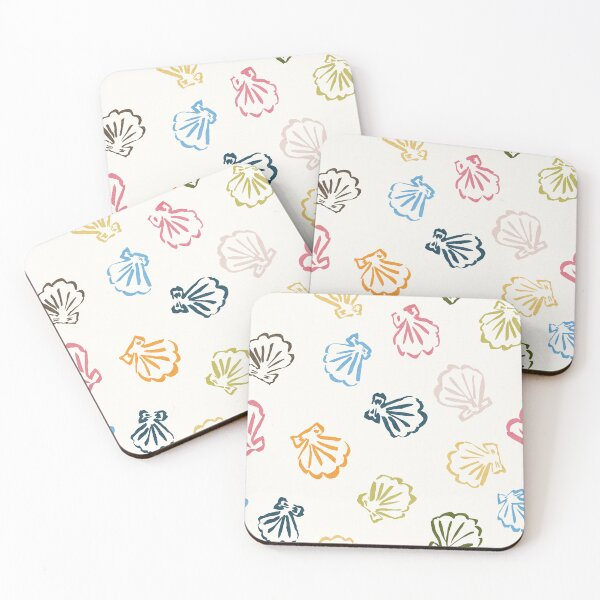 Item preview, Colourful mix of vibrant rainbow color clam shell toss on soft cream designed and sold by PrettywithColor.
