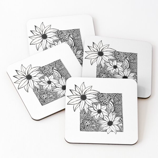 Item preview,  Black and White Floral Doodle Pattern – Hand Drawn Zentangle Flowers designed and sold by ArtflyStudio.