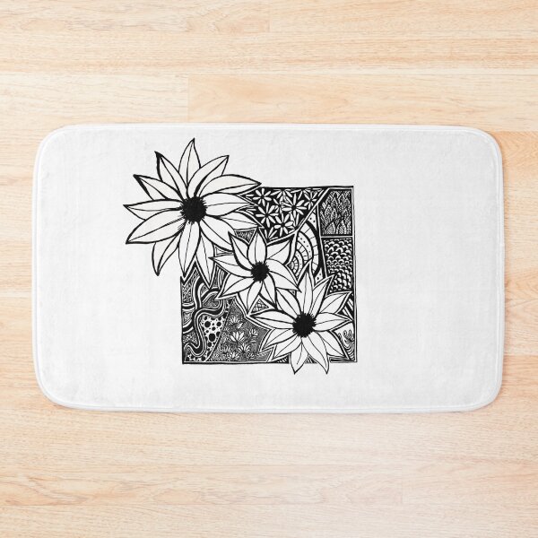 Item preview,  Black and White Floral Doodle Pattern – Hand Drawn Zentangle Flowers designed and sold by ArtflyStudio.