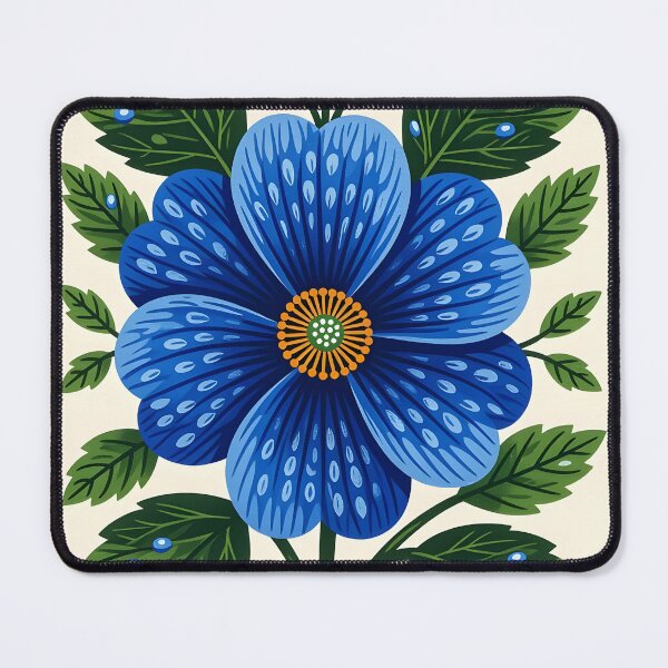 Item preview, Dark blue indigo flower in water droplets, backdrop of cream color background. designed and sold by Ponted.