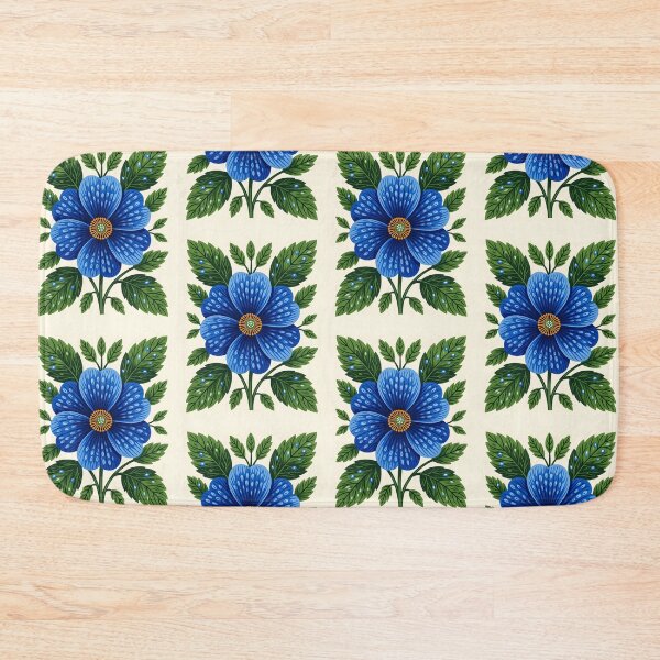 Item preview, Dark blue indigo flower in water droplets, backdrop of cream color background. designed and sold by Ponted.