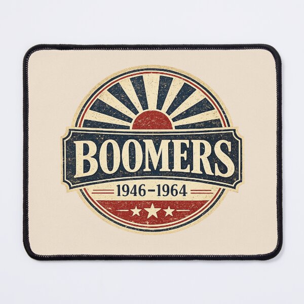 Item preview, Boomers Vintage Retro Badge T-Shirt: 1946-1964 Mid-Century Americana Design designed and sold by Bratak.