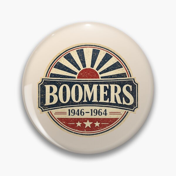 Item preview, Boomers Vintage Retro Badge T-Shirt: 1946-1964 Mid-Century Americana Design designed and sold by Bratak.