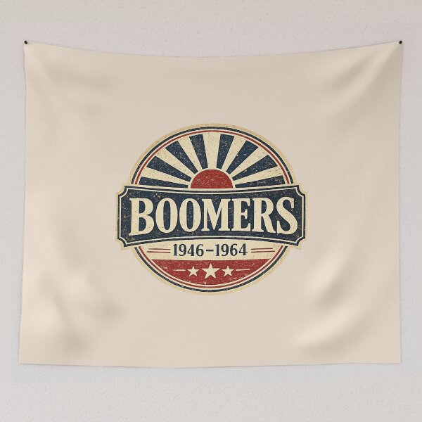 Item preview, Boomers Vintage Retro Badge T-Shirt: 1946-1964 Mid-Century Americana Design designed and sold by Bratak.