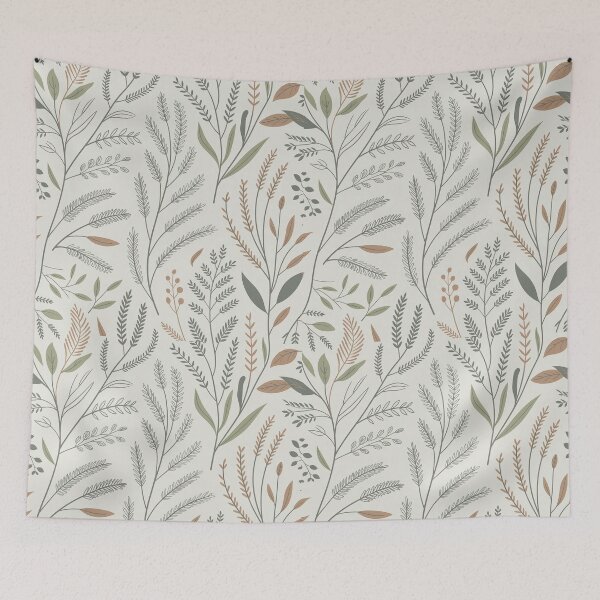 Item preview, Minimal Scandinavian Botanical Pattern – Nordic Grass Line Art Seamless Design designed and sold by Tamas Das.